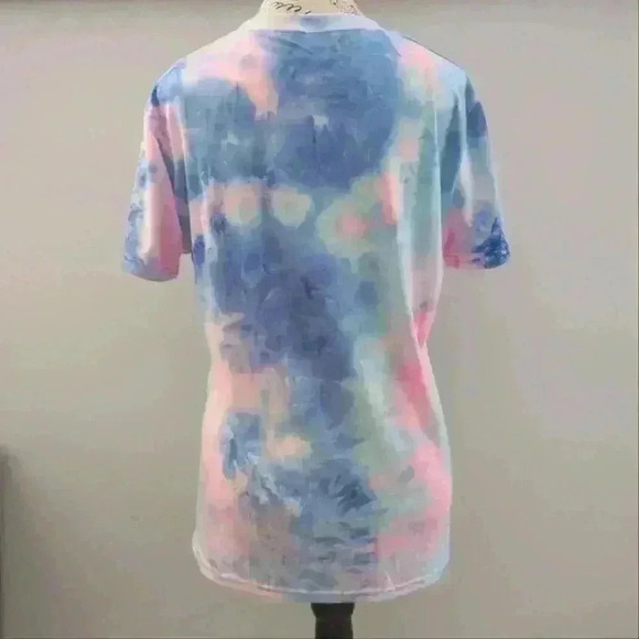 AMAZON | Women's Pink/Blue  Tie-Dye Auntie Short Sleeved Shirt - Picture 3 of 3